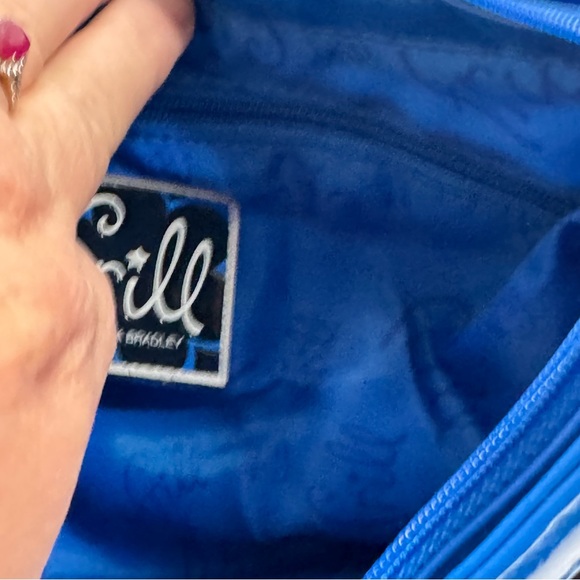 Vera Bradley Blue Frill Vintage White Shoulder Bag with Geometric Pattern EUC - Picture 6 of 15